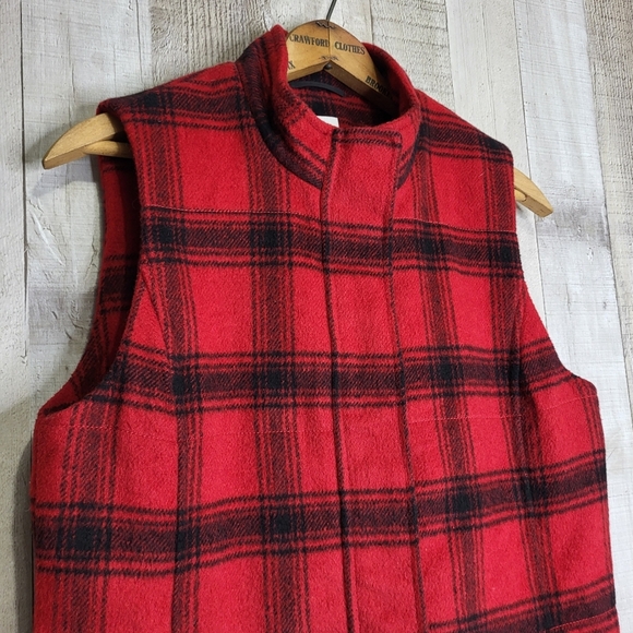 J.Jill Red Plaid Sleeveless Jacket/Vest Size XS. Wool Blend - Picture 2 of 11